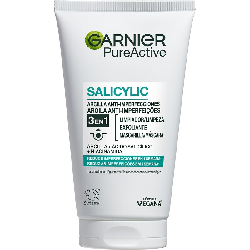 Garnier PureActive 3 en 1 Anti-Imperfecciones con Arcilla, 150ml