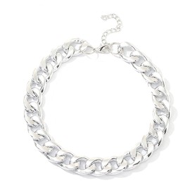 Wide Cuba Choker Necklace Vintage Punk Hip-Hop Necklace Thick Chain Collar Jewelry for Women Girls (Silver)