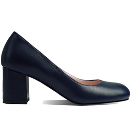 MOOMMO Zapatos clásicos de gamuza de tacón grueso para mujer, punta cerrada redonda, sin cordones, de 2 pulgadas, tacones bajos de grosor, zapatos de vestir de charol mate, para otoño, moda, oficina, trabajo, zapatos básicos, elegantes, elegantes, elegan
