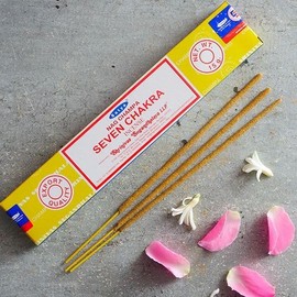 Satya Nag Champa Seven Chakra 100% Natural incense Sticks | 3 Packs | Handmade Incense Sticks | Used for Stress Relief, Spiritual Decor, Smudging and Meditation