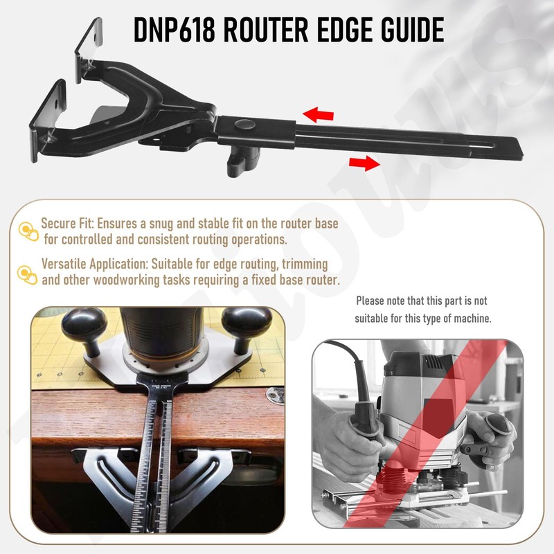 DNP618 Edge Guide for Fixed Base Compact Router, Compatible With