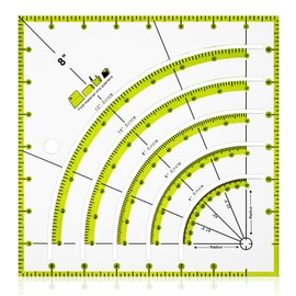 Nogeqi 8 Inch Acrylic Fabric Ruler, Dual Purpose Measuring Arc Guide Cutting Square Ruler, Multifunctional Arcs Stripology Ruler for Quilting, Sewing, Crafts, Pattern Making(1 Pcs)