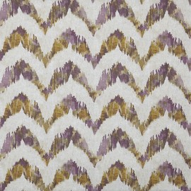 Kt KILOtela - Digitally Printed Half Panama Organic Cotton Canvas Fabric, Standard 100 by Oeko-Tex, 100 cm Length x 280 cm Width, Zigzag Sanskrit - Purple, Brown - 1 Metre