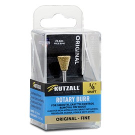 Kutzall Original Dove Tail Rotary Burr, 1⁄8" Shaft, Fine - Wood Carving Bit for Dremel, Foredom, DeWalt, Milwaukee. Abrasive Tungsten Carbide, 3⁄8" (9.5mm) Dia. X 1⁄2" (12.7mm) Length, DT-38-EG