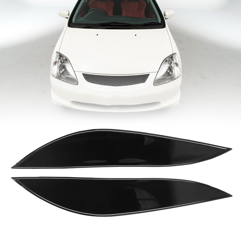 Front Headlight Eyebrow Eye Lid Cover Trim Piano Black Replacement