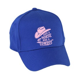 Hippowarehouse Save a Horse, Ride a Cowboy Premium Printed 5 Panel Baseball Cap hat OneSize Adults Royal Blue