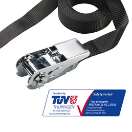 Master Lock 3223EURDAT Certified Ratchet Strap, Black, 2,5m x 25mm Strap