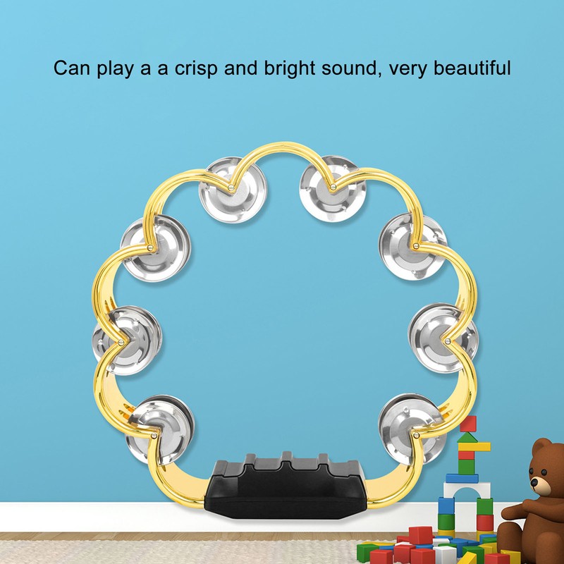 Tambourine Double Row Floral Design Percussion Jingles Hand Instrument for