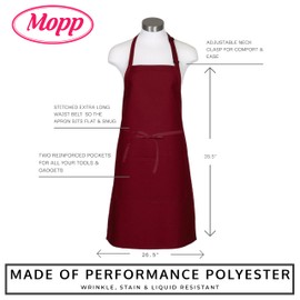Pomp Burgundy 2 Pack Premium Bib Aprons | Adjustable Neck + 2 Pockets | Water + Oil Resistance | Kitchen Cooking Aprons For Men & Women