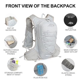 INOXTO running water bag vest backpack with1.5L water bladder hydration pack backpack suitable for running, cycling, mountain climbing, camping for men women (Gray2024)