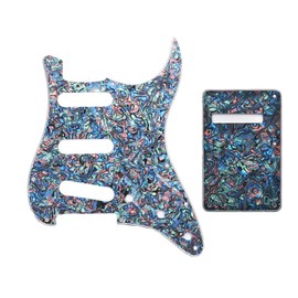 ROZILO 11 Hole SSS Electric Guitar Pickguard Back Plate Tremolo Trem Cover with Pickguard Screws for 3 Single Coil Pickups Abalone Pearl