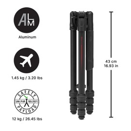 Manfrotto Befree GT PRO 4-Section Aluminum Travel Tripod Legs, Black Matte