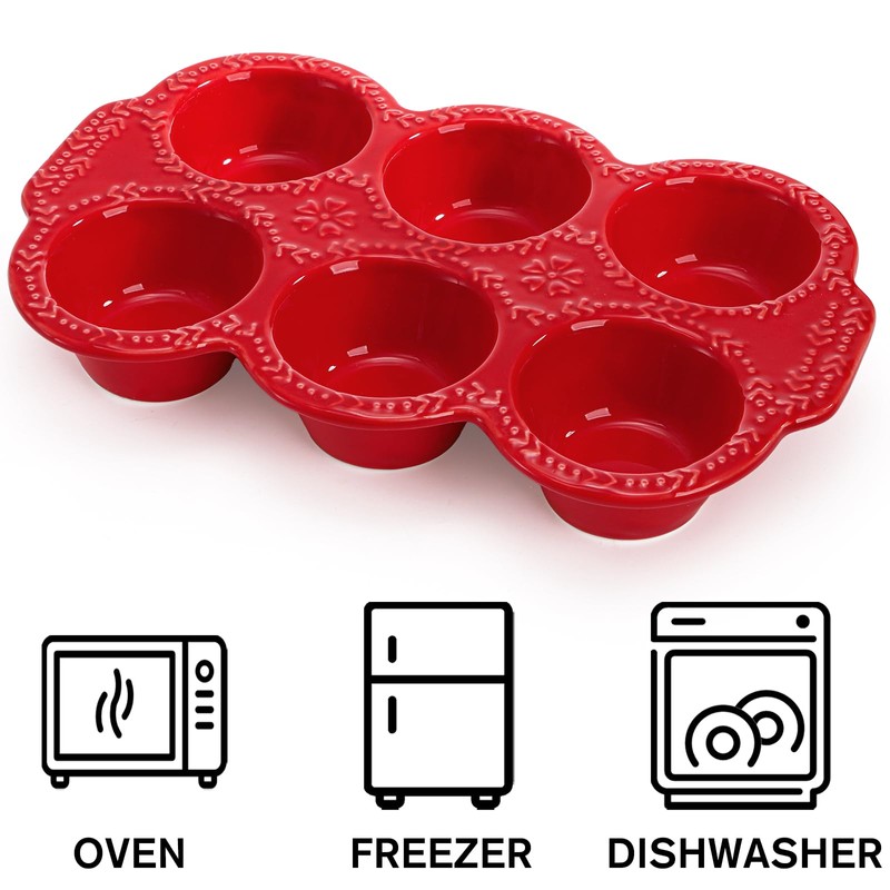 Hiceeden 2 Pack 6-Cup Ceramic Muffin Pan, Nonstick Cupcake Baking