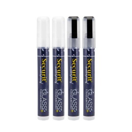 Securit Waterproof Glass + Chalkboard Markers, Medium Nib, Wallet 4-Pack, 2 White/2 Black (SMA610-V4-BW)