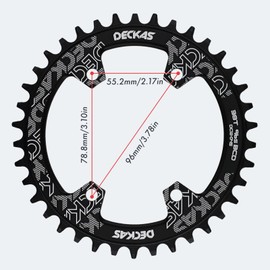DJC Bike Chainring Asymmetrical 96BCD Narrow Wide Tooth MTB for XT SLX M6000 / M7000 / M8000 / M9000 7/8/9/10/11/12 Speed Aluminum 7075 30T 32 34 36 38T (1# Round Black, 32T)