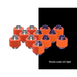 PrimoChill SecureFit SX - Premium Compression Fitting for 3/8in ID x 1/2in OD Flexible Tubing 12 Pack (F-SFSX12-12) - Available in 20+ Colors, Custom Watercooling Loop Ready - UV Orange