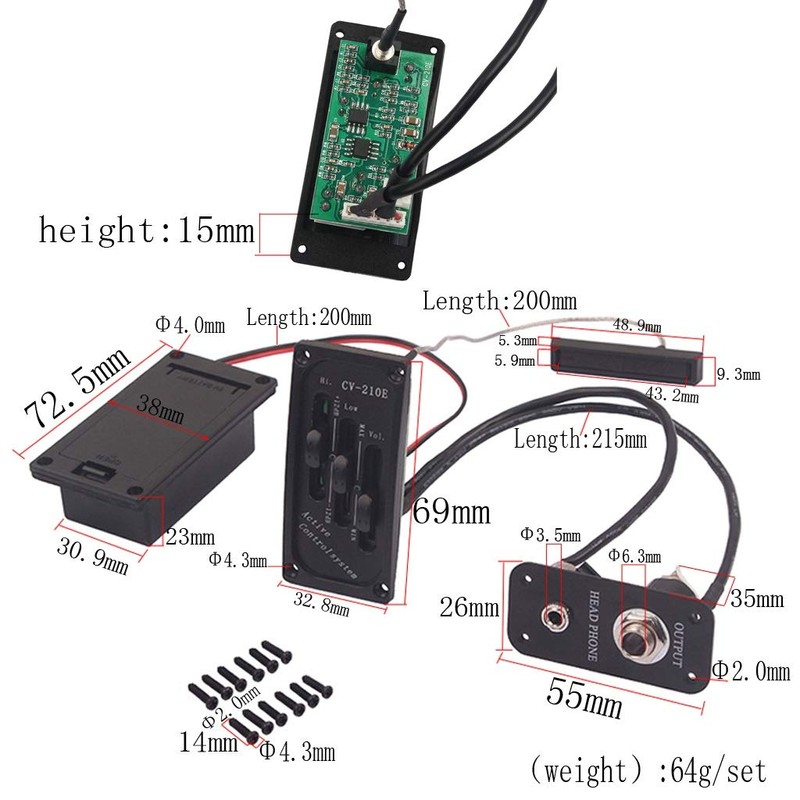 Alnicov Electric Violin Pickup Piezo Preamp Accessory With Active Tone
