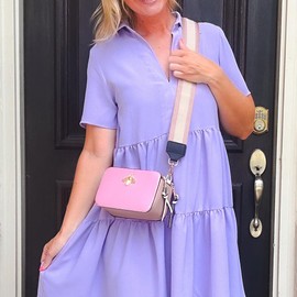 Ophlid Bee Purse Camera Crossbody Bags for Women Trendy Small Snapshot Bag Wide Strap Leather Shoulder Clutch Handbags, pink