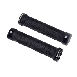 FIFTY-FIFTY MTB Grips, Bicycle Grips Mountain Bike Made of Non-Slip Rubber, Double Lock-on Bicycle Grips / Handlebar Grips for All-Mountain, Enduro, Downhill, E-Bike, Cross Country (Black)