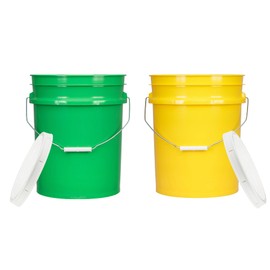 House Naturals 5 Gal Food Grade Bucket Pail with Lid, BPA Free, Made in USA, (Pack of 2)