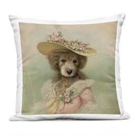 Stupell Industries Vintage Feminine Dog with Hat Outdoor Printed Throw Pillow, 18 x 7 x 18, Brown