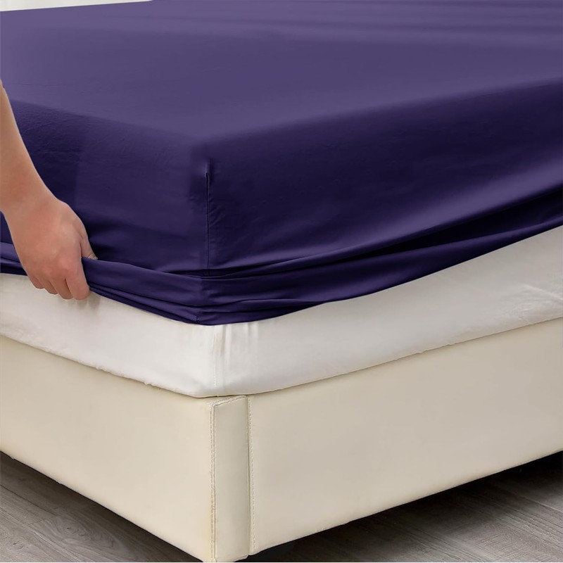 AL NOOR HOME Premium Navy Blue Fitted Sheet - 100%