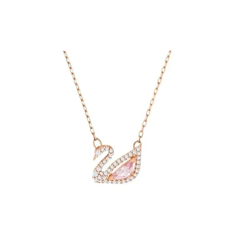 Collar De Cisne Pequeño De Oro Rosa De Plata De