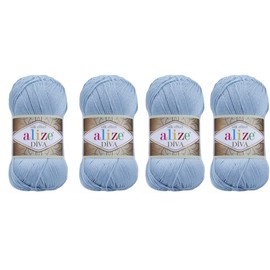 4 Balls Hand Knitting Yarn 100% Microfiber Acrylic Yarn Alize Diva Silk Effect Thread Crochet Art Lace Craft Lot of 4 skeins 400gr 1532yds (350)