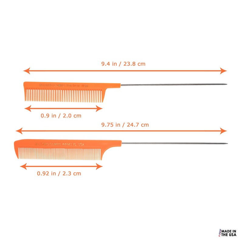 Allegro Combs XL Pintail Rat Tail Combs Parting Combs Metal
