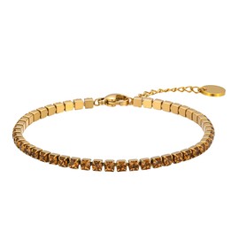 Wellike Brown Tennis Bracelets For Women 18k Gold Plated Non Tarnish 5A Cubic Zirconia Diamond Crystal Adjustable Charm Bangles Dainty Prom Wedding Trendy Stainless Steel Bracelet Jewelry