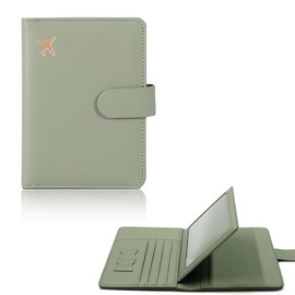 Weforu Passport Holder Cover Case Wallet, RFID Blocking Leather Travel Document Organizer with Pen Holder, Card Case for ID Credit Business Card, Boarding Passes (Moss Green)