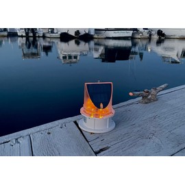 Solar Dock Warning Light 360 Degree - SNL-004-PRO - Super Bright Waterproof LED Light for Marine Applications - Constant On or Adjustable Flashing (Amber)