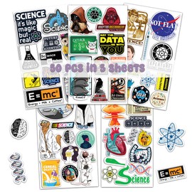 BIGZORO Pack 50 Pcs Science Laboratory Stickers Physics Chemistry Biology Experiment Vinyl Decals Sticker Suitcase Water Bottle Car Bumper Helmet Luggage Laptop for Student