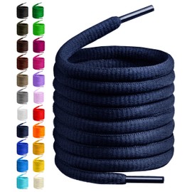 BIRCH's Oval Shoelaces 27 Colors Half Round 1/4" Shoe Laces 4 Different Lengths (29.5"(75cm) S, Navy)