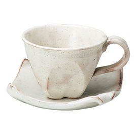 Soho Kiln 749-09-083 Coffee Cup Honote Kouhiki Cup and Saucer White Cup: φ3.7 x 2.7 inches (9.5 x 6.8 cm) (180cc), Saucer: 4.9 x 4.9 inches (12.5 x 12.5 cm)