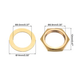 sourcing map 4 Set Guitar Nuts and Washers M9 Guitar Input Output Jack Socket Nuts Gold for Guitar Bass