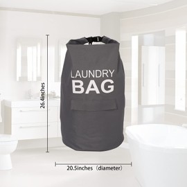 Kimmama Laundry Backpack,Laundry Bag with Adjustable Strap,Dirty Clothes Bag for Traveling,Clothes Fabric,Waterproof,Grey,70L