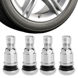 YSOOUA 4 x Metal Valves for Alloy Wheels Universal Metal Valves Tyre Valve Car Metal Valve 11.3 mm Silver Rim Valves for Car, Motorcycle and Bicycle Tyres