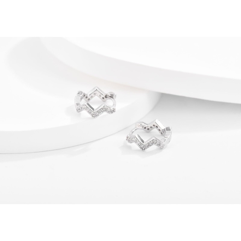 Silver / Gold Hoop Earrings 925 Silver with Zirconia for