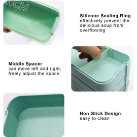 Bento Box Lunch Box 3-in-1 Compartment Containers Leakproof Stackable Bento Lunch Box with Utensils