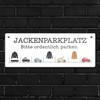 Jackenparkplatz Metallschild - Bitte ordentlich parken Humorvolles Blechschild für Bar
