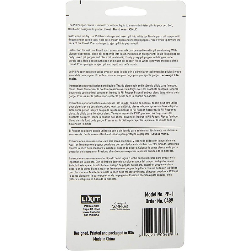 Lixit Safe Soft Tip Pill Administer Tool for Cats, Dogs