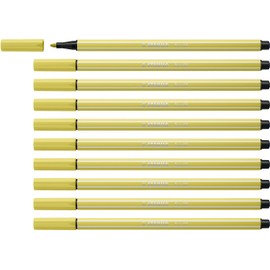 Premium Fibre-Tip Pen - STABILO Pen 68 - Pack of 10 - Mustard