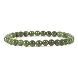 Cherry Tree Collection - Small, Medium, Large Sizes - Gemstone Beaded Bracelets For Women and Men - 6mm Round Beads (Nephrite - Small)