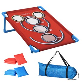 Cornhole Board Set with Boards, Carrying Case, and 15+ Game Variations and Carrier Bag - Red White Blue