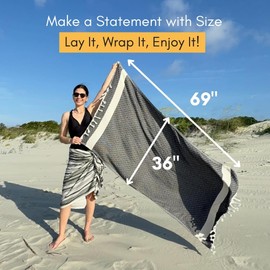 The Loomia Adrian Turkish Beach Towel Beige (100% Cotton, Size 69" X 36 inches, Beige)