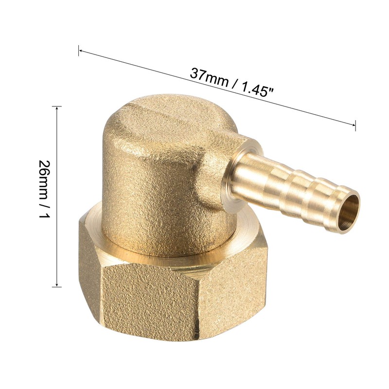 sourcing map Brass Hose Barb Fitting Elbow, 6mm Barbed x