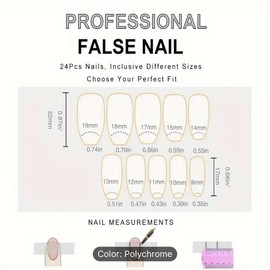 24pcs Glossy Medium Ballerina Fake Nails with Black and Slivery Glitter Swirl Design for Women and Girls - Nail Art, Nail Care