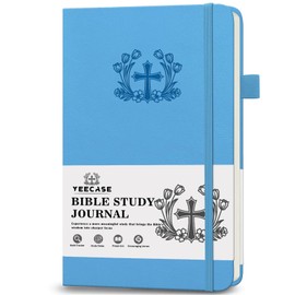 YeeCASE Bible Study Journal, Church Bible Prayer Journal, Study Scripture Notebook for Note Taking Reflection, Based Religious Gifts and Bible Study Supplies (Blue)