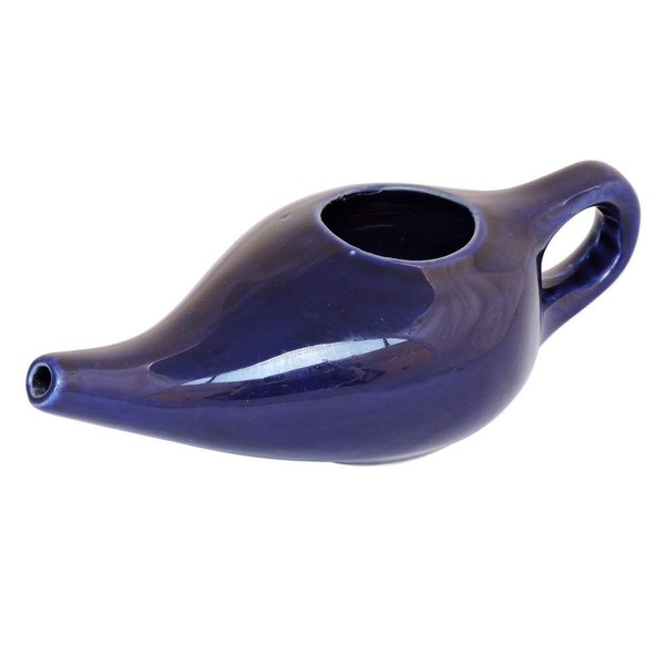 ANCIENT IMPEX Ceramic Neti Pot for Nasal Cleansing with 5 Sachets of Neti Salt | Compact and Travel-Friendly Design | Natural Remedy for Infection, Sinus and Congestion (Violet)